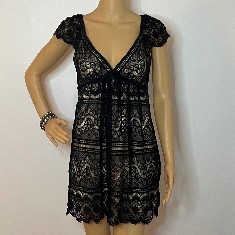 Vintage Milly 60’s black lace flutter sleeve dress
